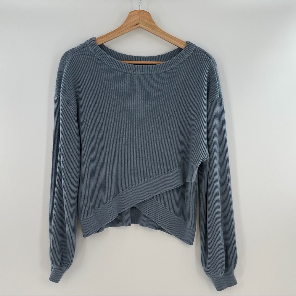 Lululemon Reversible Crossover Ribbed Sweater Chambray Blue Size 10